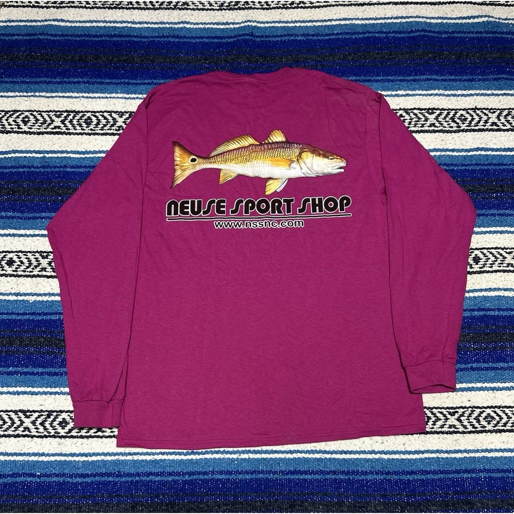 Neuse Sport Shop Redfish Long Sleeve T Shirt Men's Large Fishing North Carolina